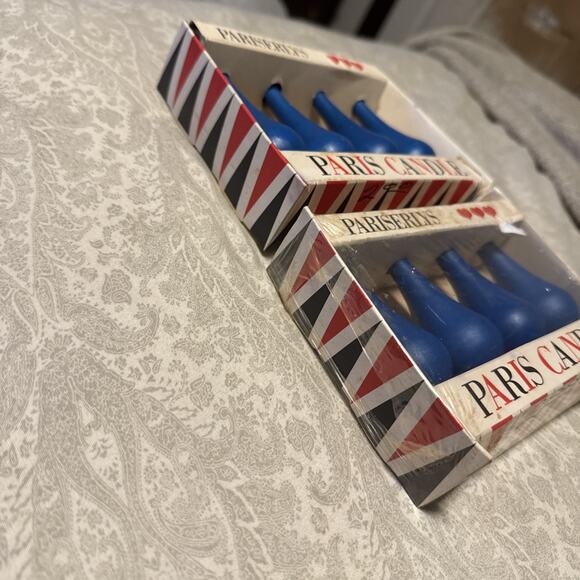 Vintage Dark Blue Dansk Pariserlys Paris Candles Made in Denmark 2 Sets NEW - Picture 4 of 6